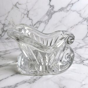 Vintage Santa Sleigh 24% St George Lead Crystal Tea Light Holder Candy Dish